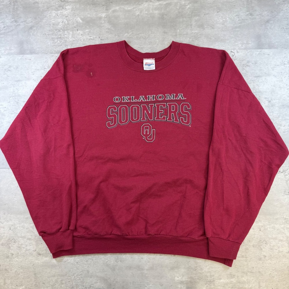 Vintage Hanes Oklahoma Sooners Sweatshirt Mens 2XL Crimson Red Crewneck OU